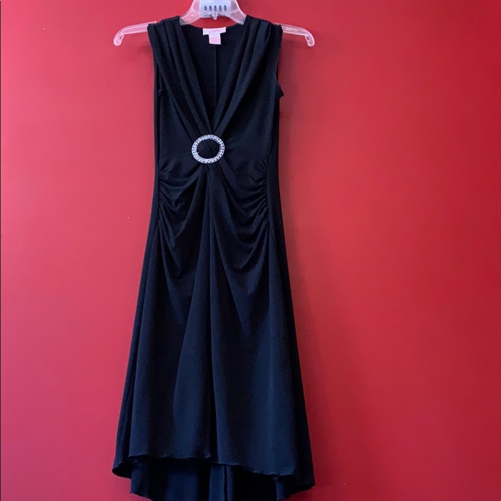 Vintage Black High Low dress w/ Deep V neck